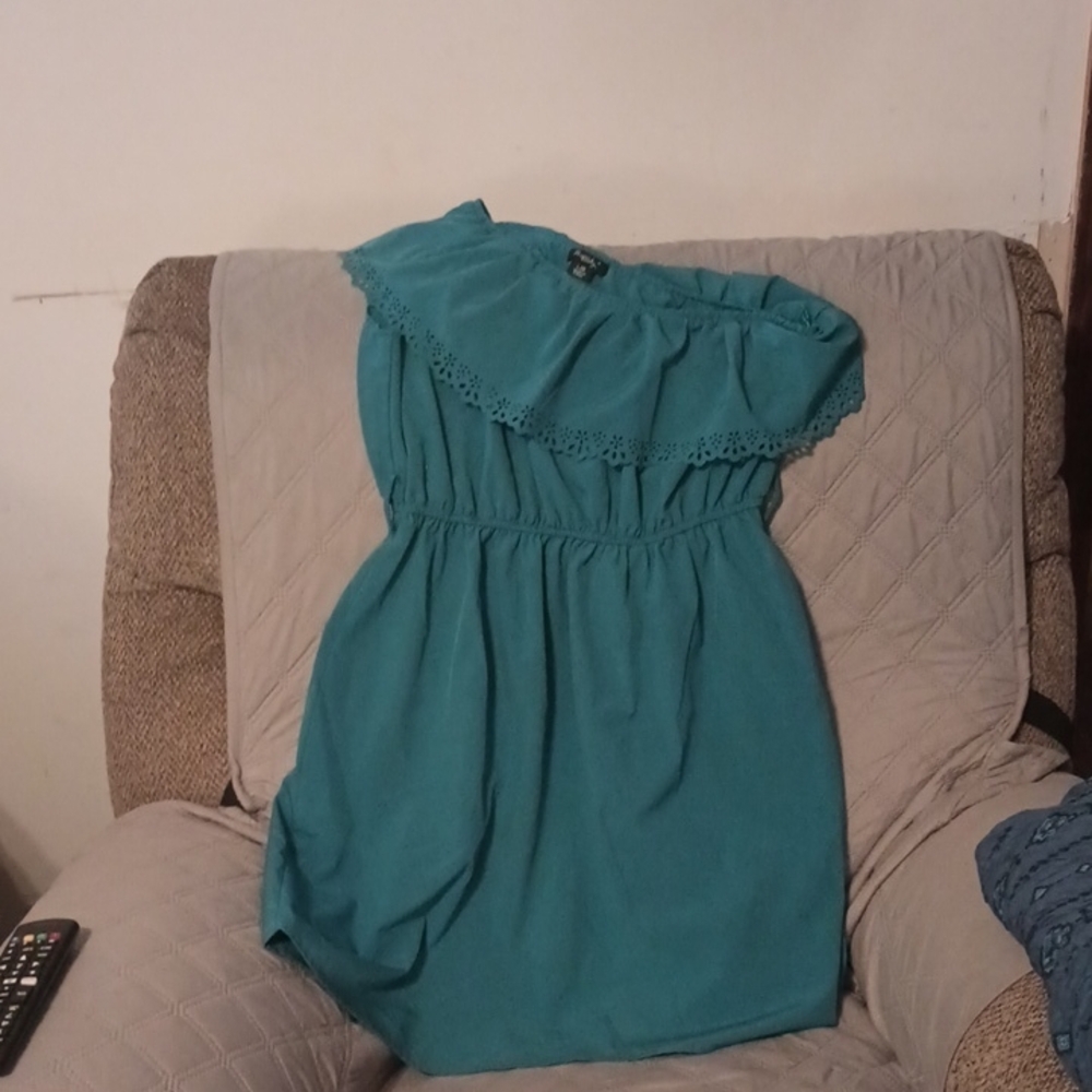 Teal One Shoulder Dress